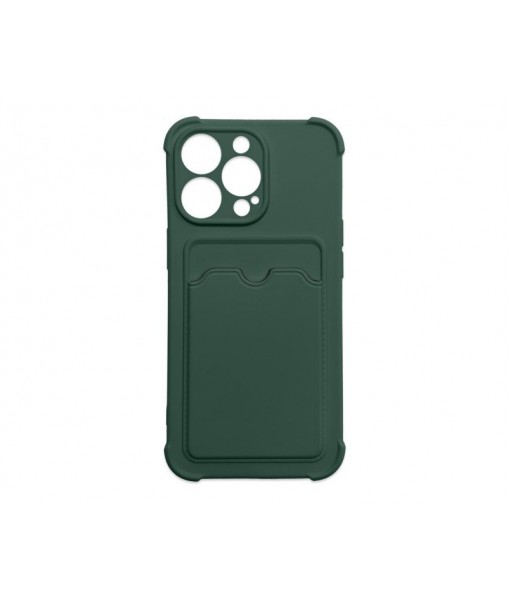 Husa Premium, iPhone 13 Cu Protectie Camera, Colturi Intarite, Suport Card, Verde